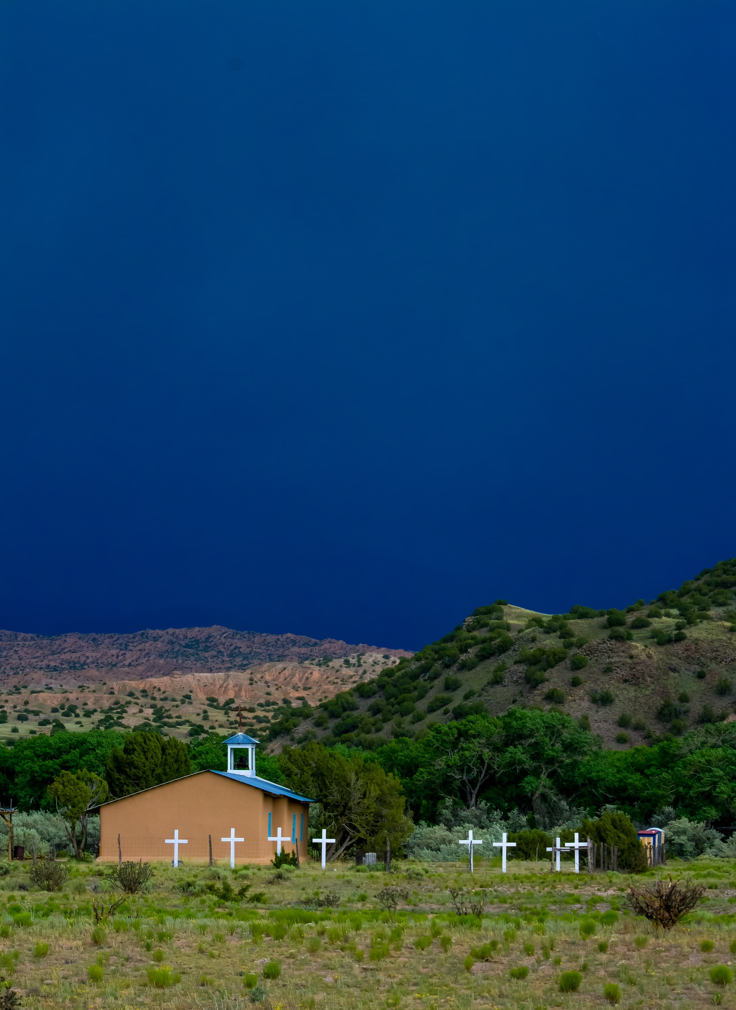 Storm and Church at Black Mesa, New Mexico