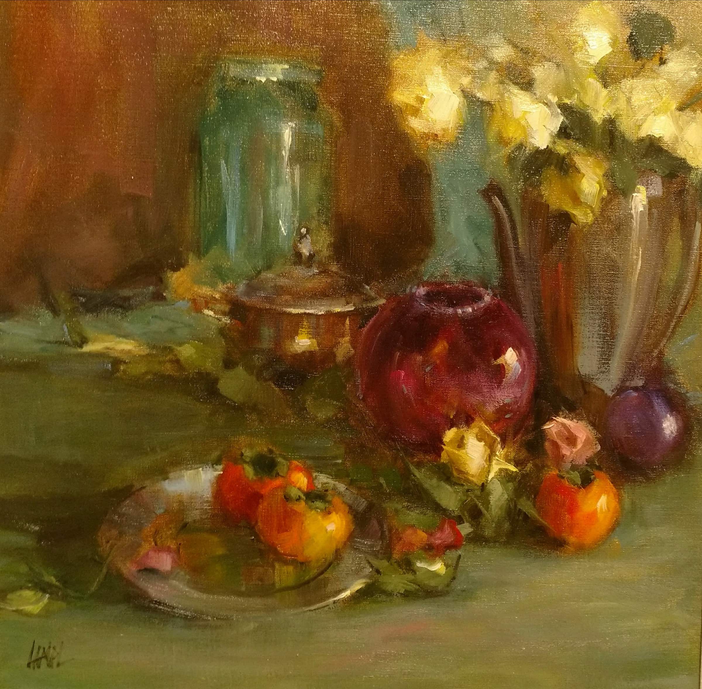 Persimmons, Yellow Rose