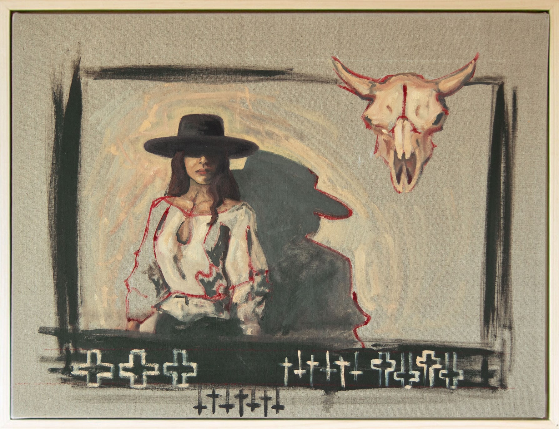 Woman with Buffalo Skull Study